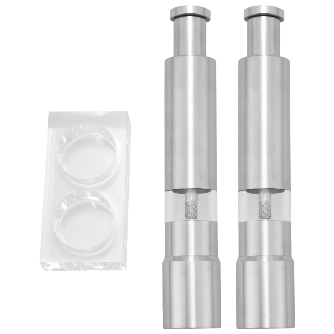 Salz und Pfeffer Set Von 2, Pfeffer Salzstreuer Aus Edelstahl Druck Knopf Manuelles Glassalz und Pfe