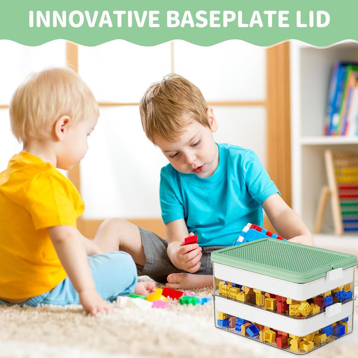2 Stock Aufbewahrungsbox für Lego Bausteine Ablagefächer Stapelbar Kisten Spielzeug Aufbewahrung,Kun
