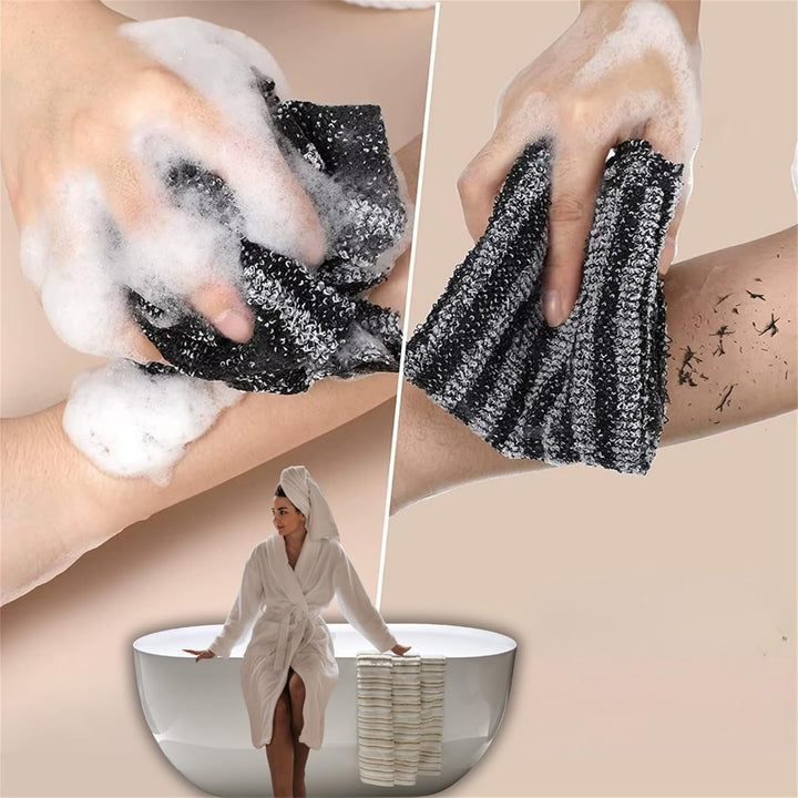 Antibakterielles Peelingtuch Rücken &amp; Körper – Duschpeeling Tuch mit Rückenschrubber für Männer &amp; Fr