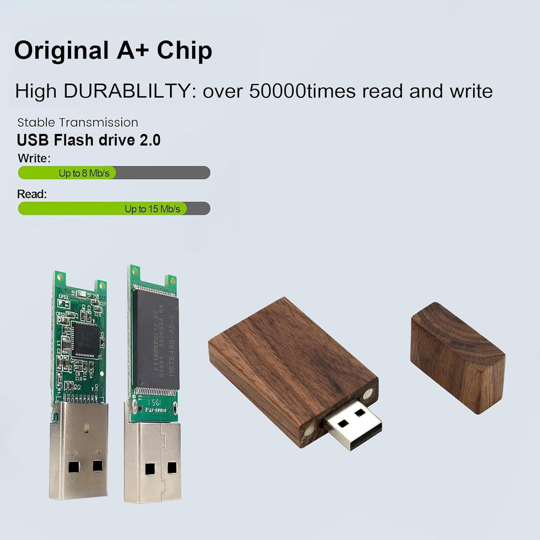 5 Pack Rechteck Walnuss Holz 2.0 USB Flash Drive 16GB USB Disk Memory Stick mit Holz 2.0/16GB Walnut