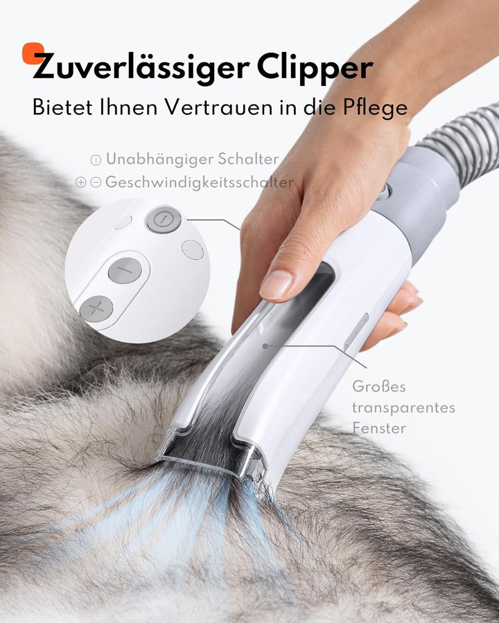 Homerunpet Hundeschermaschine mit Staubsauger, Ultraleise & Super Saugkraft Haustierpflegeset, Profi