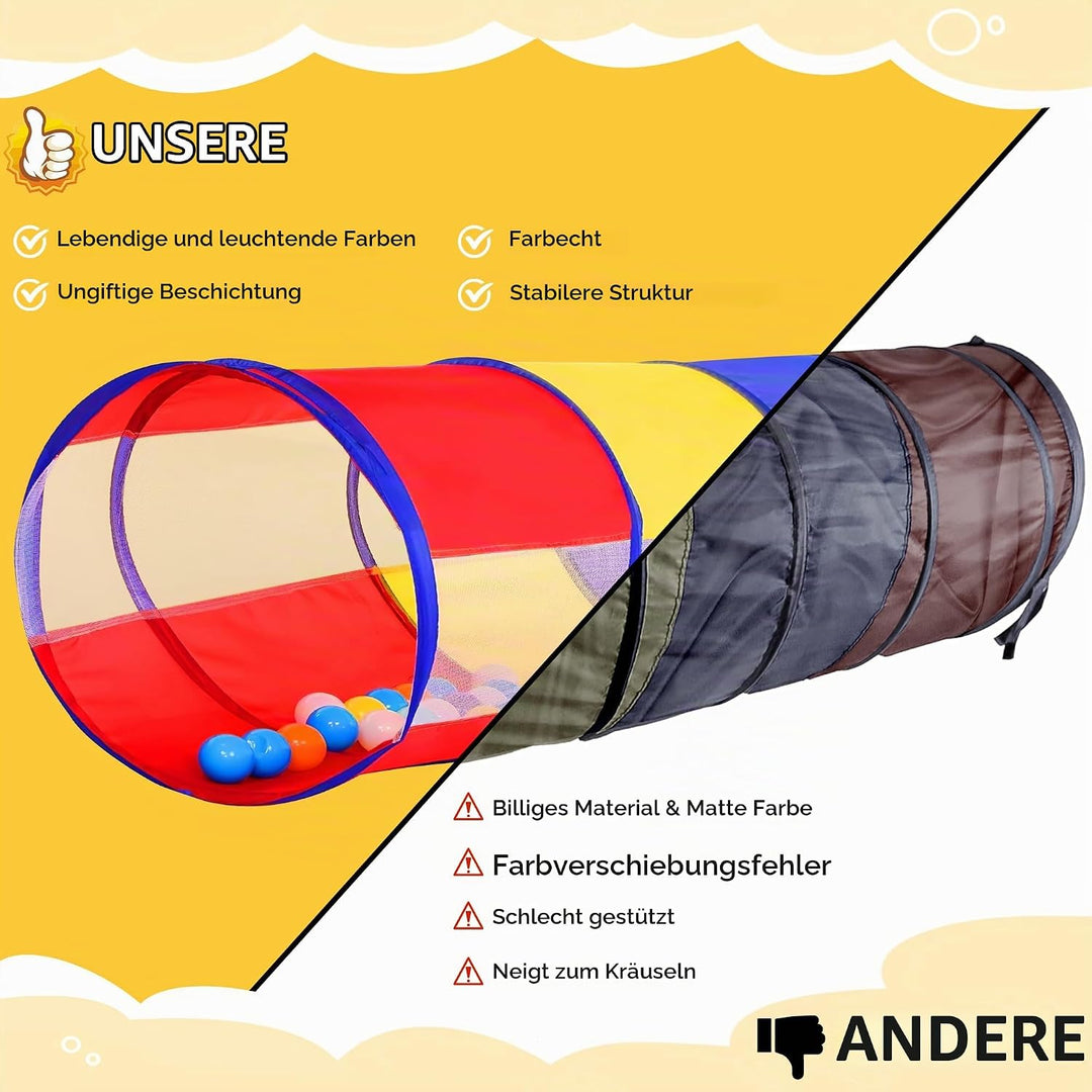Fantasievoller Spieltunnel für Kinder ab 1 2 3 Jahr,Vielseitiger Krabbeltunnel,auch als Agility Tunn