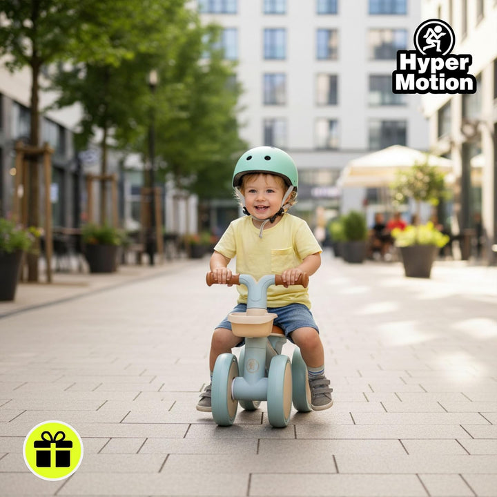 HyperMotion TOBI MINI Blaues 4-Rad Laufrad für Kinder 12–36 Monate, Leichtes Rutschfahrzeug mit Korb