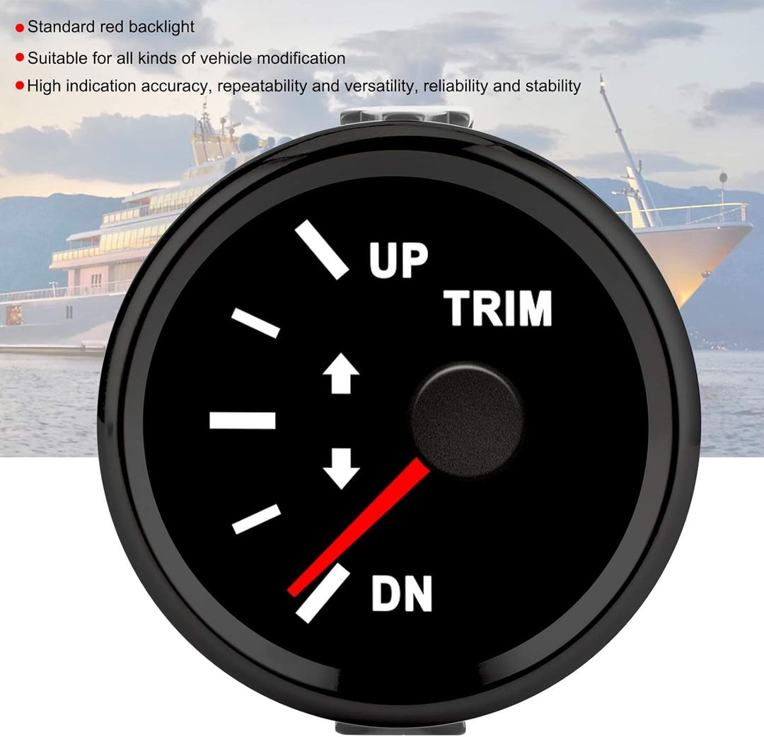 Trimmlehre IP67 Wasserdicht 9-32 V DC 52 Mm Boat Trim Balance Gauge Für Ship Yacht Marine(Schwarzer