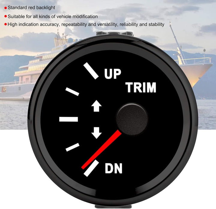 Trimmlehre IP67 Wasserdicht 9-32 V DC 52 Mm Boat Trim Balance Gauge Für Ship Yacht Marine(Schwarzer