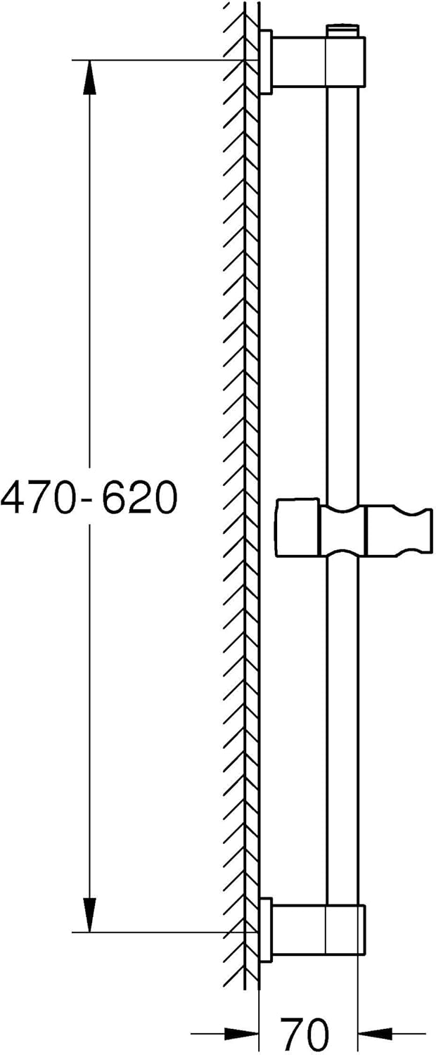 GROHE Vitalio, Duschstange 60cm ohne Bohren (oberes Befestigungselement verstellbar, mit Gleiter & G