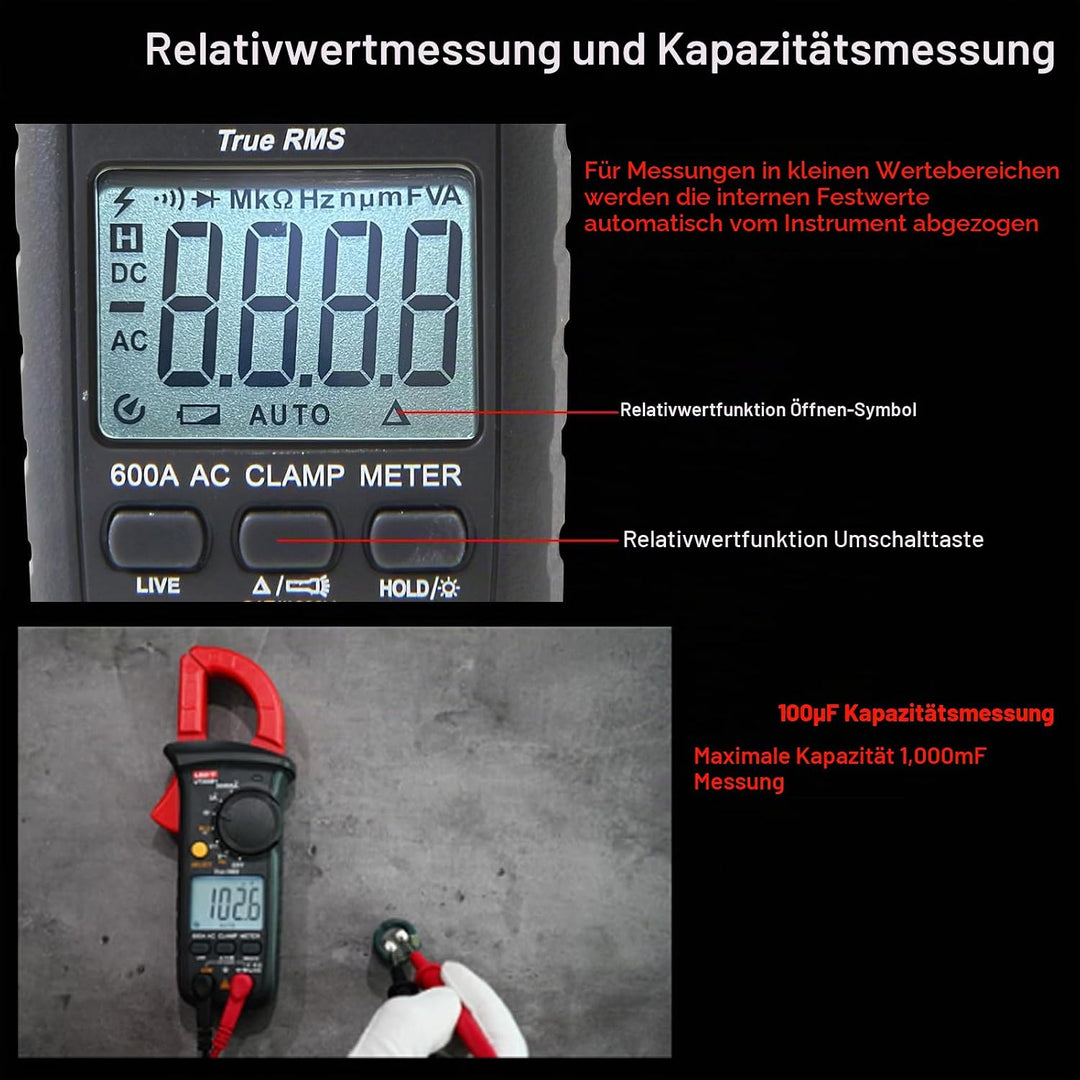 Strommesszange, UNI-T UT200B+ Stromzange AC Strom True RMS Strommessgerät Auto Ranging mit LIVE-Drah