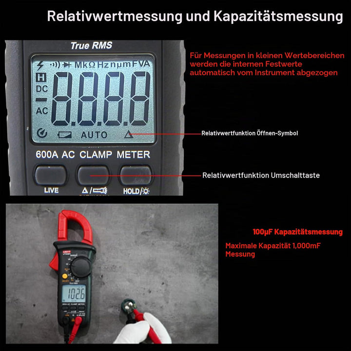 Strommesszange, UNI-T UT200B+ Stromzange AC Strom True RMS Strommessgerät Auto Ranging mit LIVE-Drah