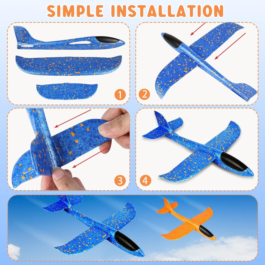 VCOSTORE Styroporflieger Flugzeug Styropor - 2 Stück Spielzeug Segelflugzeug Wurfgleiter Flieger für