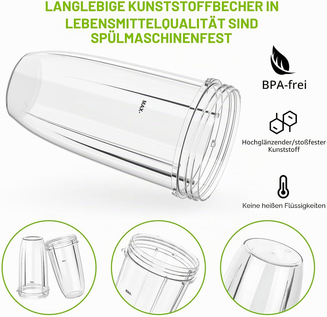 2-Pack 32 oz Ersatzbecher für Nutribullet 600W & 900W, Kompatibel mit NutriBullet Extractor Klingen