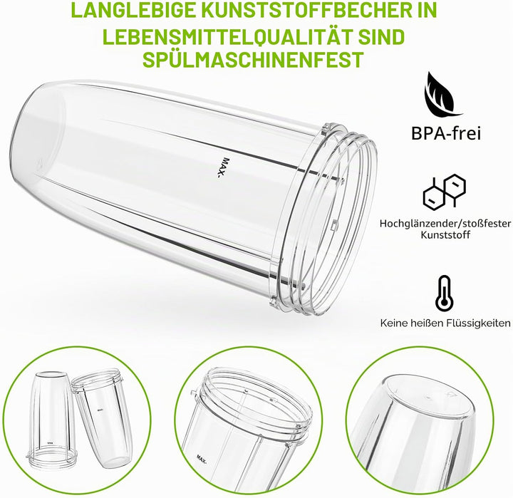 2-Pack 32 oz Ersatzbecher für Nutribullet 600W & 900W, Kompatibel mit NutriBullet Extractor Klingen