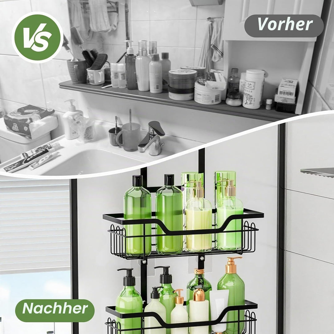 Duschablage ohne Bohren Schwarz, Duschablage zum HäNgen, Duschregal ohne Bohren füR GlastüR, Shampoo