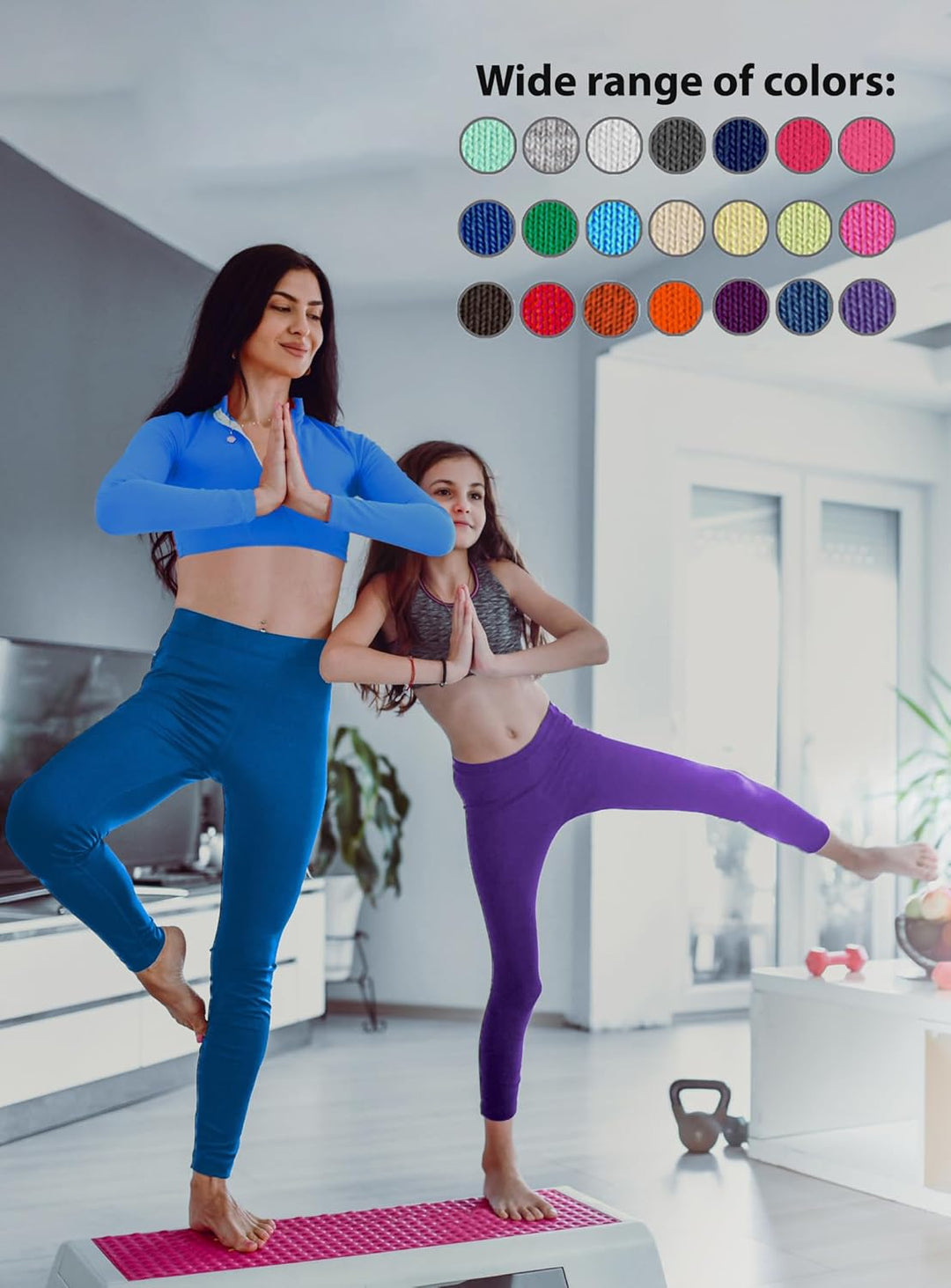 sesto senso 3 Paar Damen Sport Leggings Verschiedene Beinlängen Baumwolle Bunt Yoga Fitness Hose 1/2