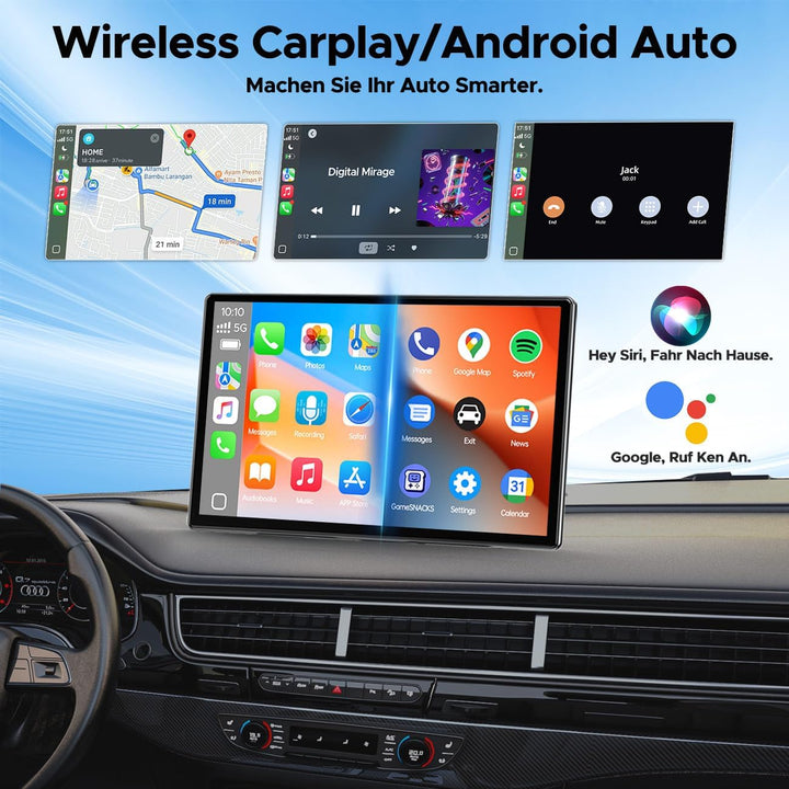 LAMTTO Wireless Carplay Display mit Net-Flix YouTube Tiktok 9 Zoll In-Cell Touchscreen CarPlay-Bilds