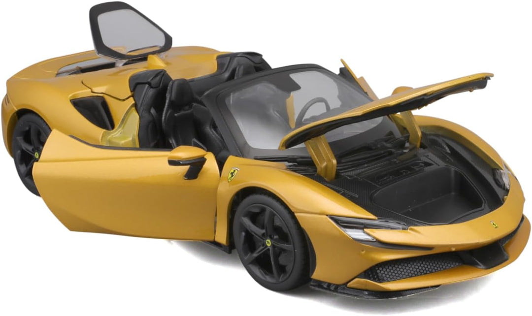 Bburago Ferrari SF90 Spider: Modellauto im Massstab 1:18, Ferrari Race & Play Serie, Kofferraum, Mot