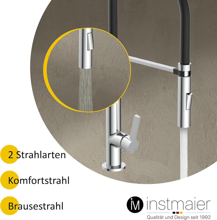 instmaier K4 | Wasserhahn für die Küche | Spültischarmatur mit flexibler Geschirrbrause | Mischbatte