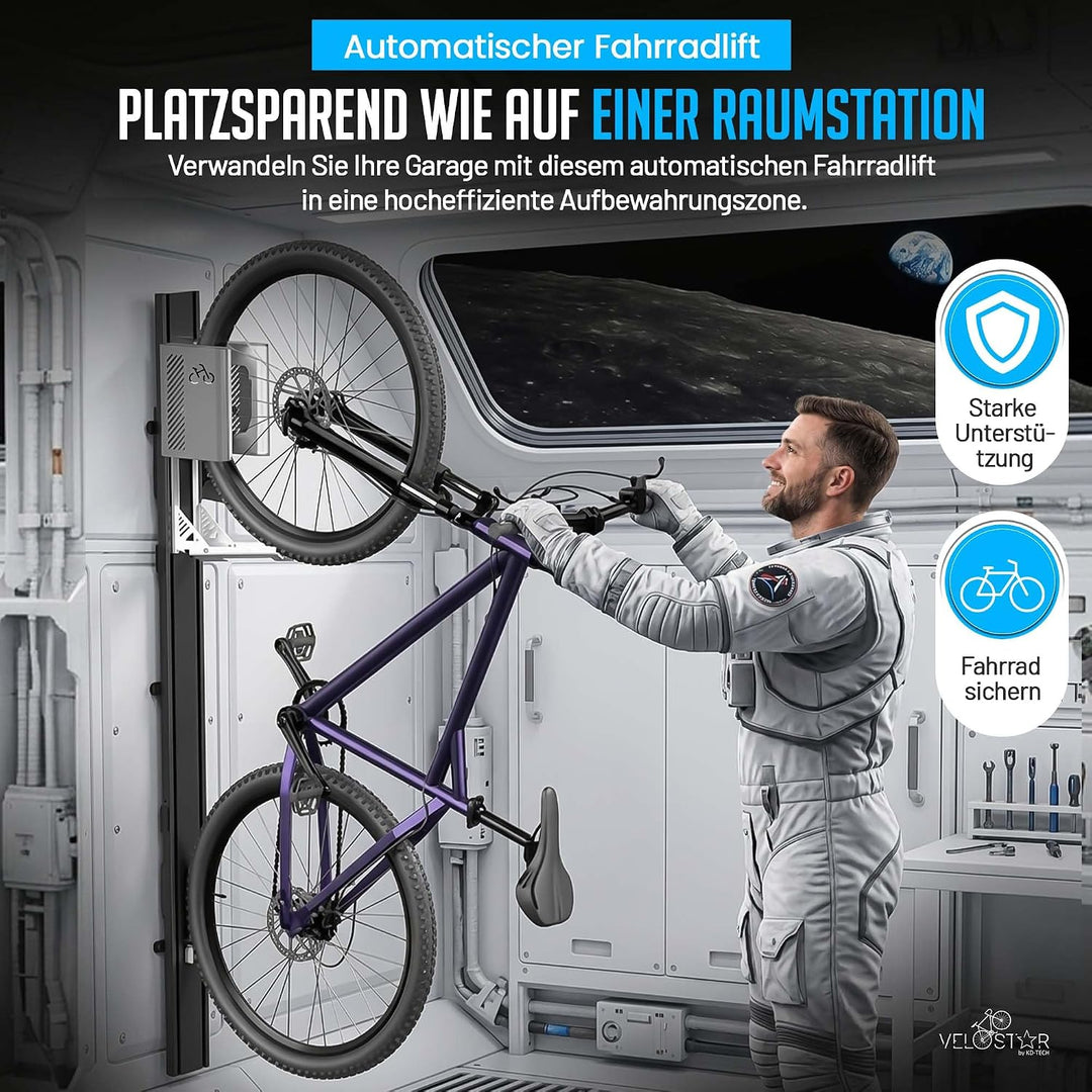 Fahrradlift für Garage von Velostar by 32 kg Fahrradwandhalterung Fahrrad Lift mit Sicherheitsbremse