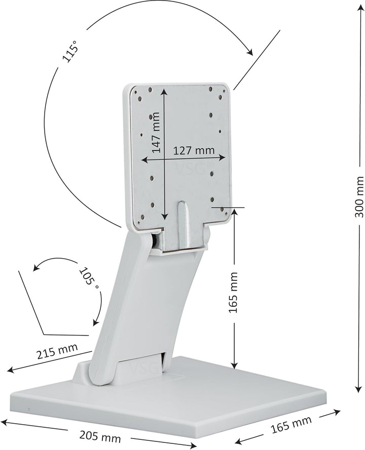 VSG Standfeste Halterung für Touchscreens, POS und PC Monitore / 10“- 22“ Zoll/verstellbar/Metallpla