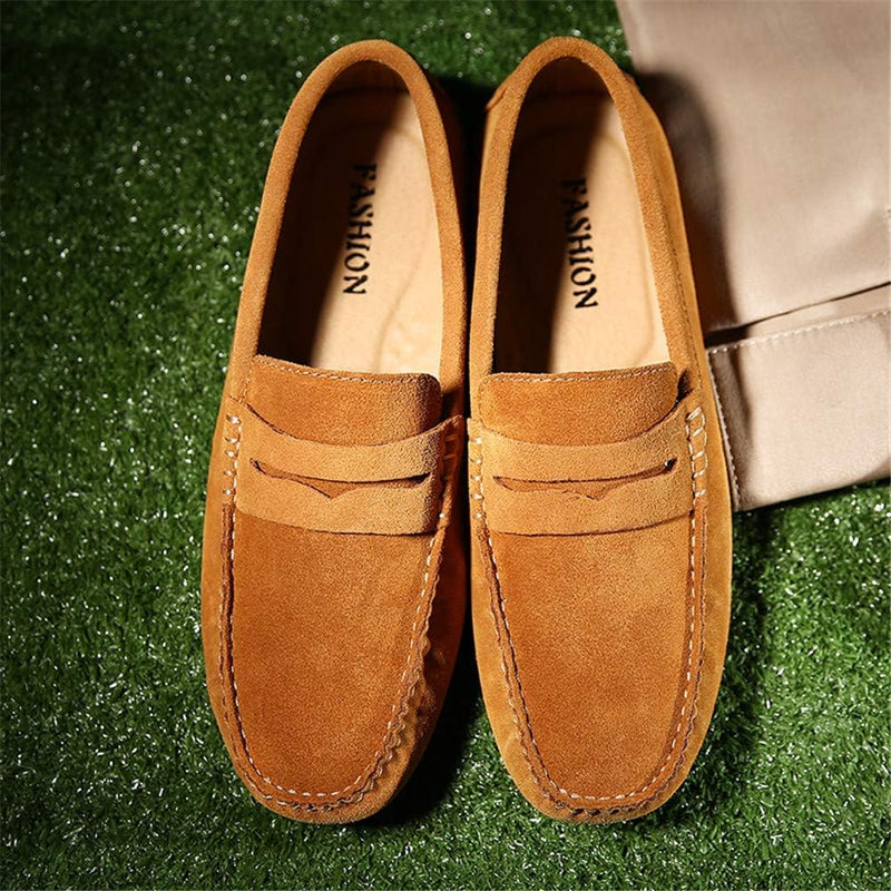 Jamron Herren Wildleder Penny Loafers Gemütlich Fahrende Schuhe Mokassin Slippers 42 EU Bräunen, 42