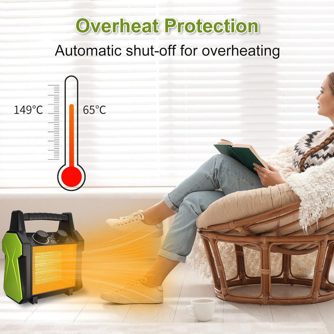 GARDTECH Heizgeräte,Quadratische Elektro Heizlüfter mit Kaltluftfunktion, verstellbarem Luftstrom, T