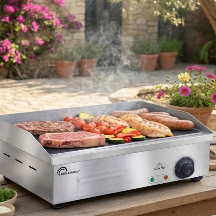 LITTLE BALANCE 8568 Snack Plus, elektrische Grillplatte für 6-8 Personen, Kochplatte aus antihaftbes