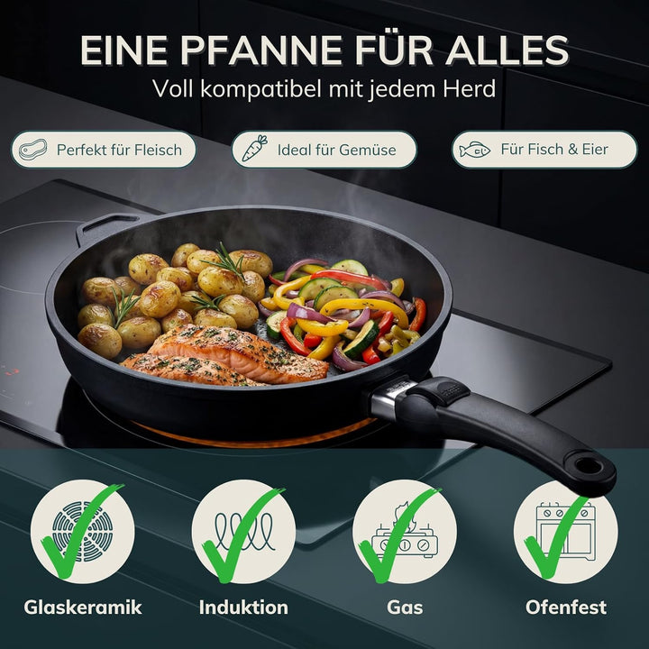 SKK 53214 Titan Induction, Guss-Bratpfanne ø 32cm, antihaft-beschichtete Pfanne, induktionsgeeignet,