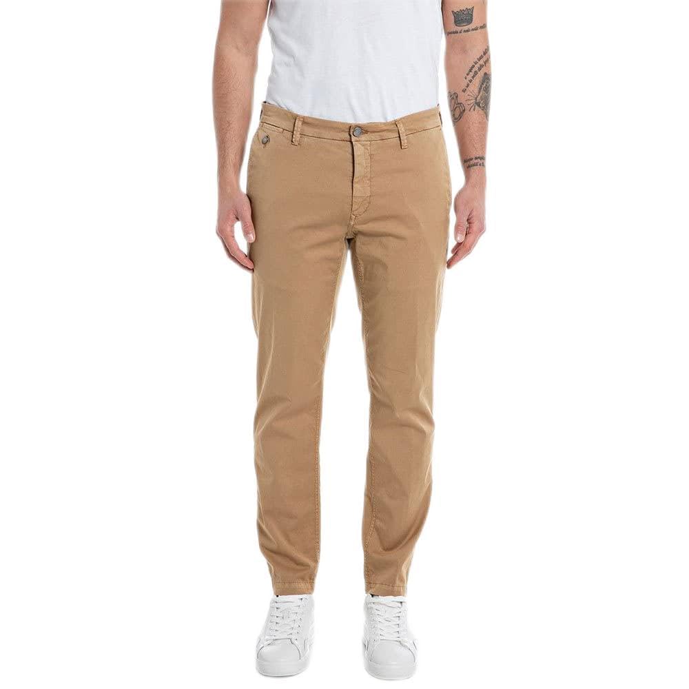 Replay Herren Chino Hose Benni Regular-Fit mit Stretch 36W / 32L Havana 325, 36W / 32L Havana 325