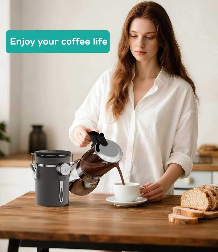 Coffee Gator Kaffeedose Luftdicht 2er Set (Mittel 1,3 L) - Kaffeebohnen Behälter aus Edelstahl mit C