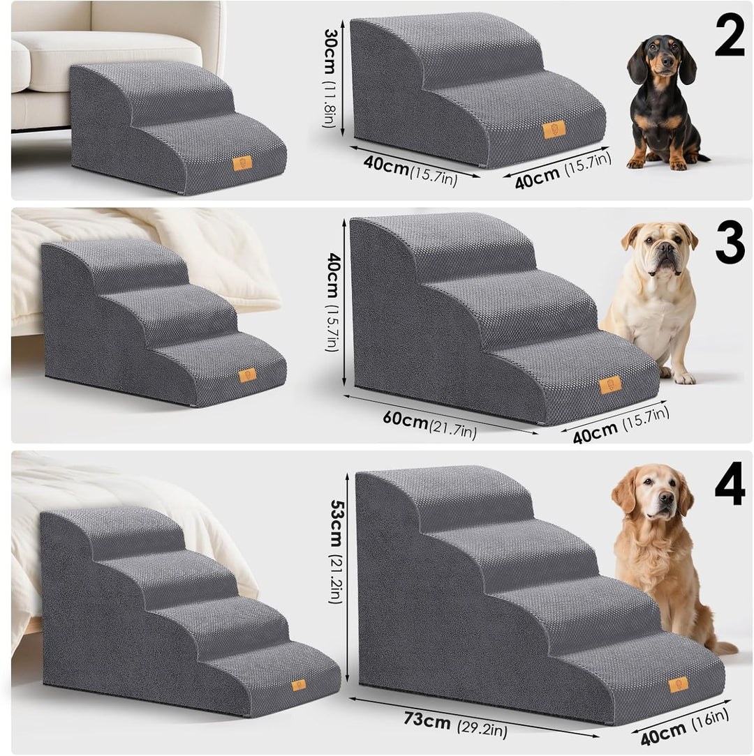 Thihome Hundetreppe 3 Stufen, rutschfeste Haustiertreppe für Kleine Hunde, Waschbarer Hundetreppe 40