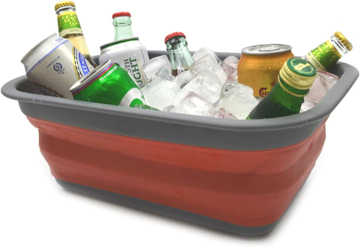 SAMMART Set of 2-9.2L (2.37Gallon) Collapsible Tub - Portable Outdoor Picnic Basket/Crater - Foldabl