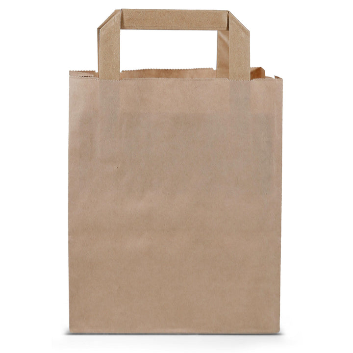 Commerline Papiertüten 250 Stück, Braun, 18+8x22 cm | Kraftpapier Tüten Klein Mit Henkel | Tragetasc