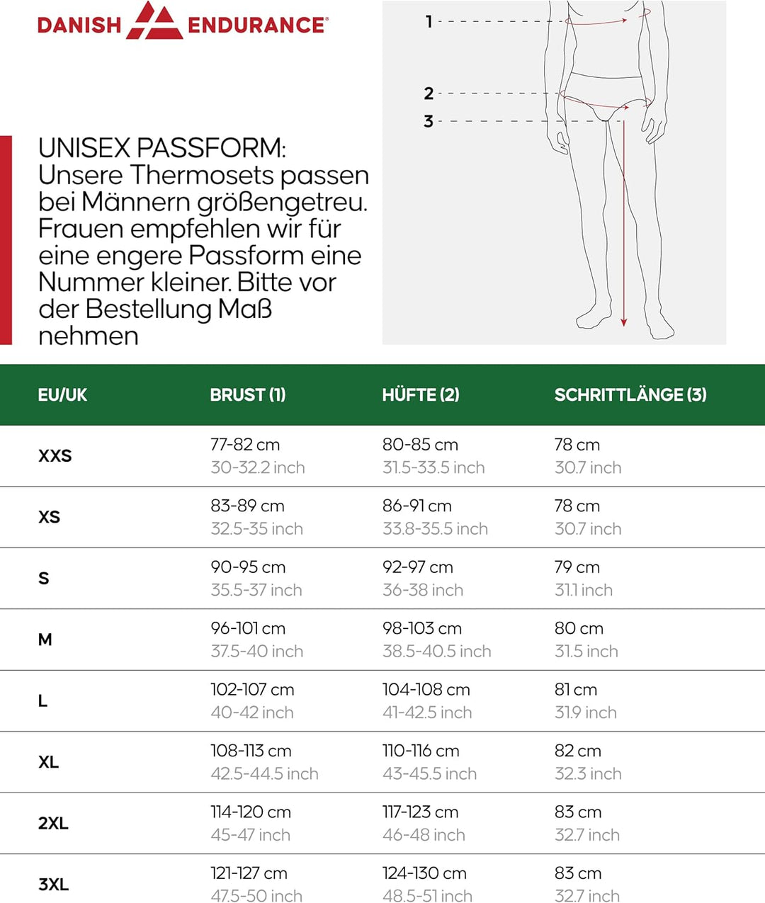 DANISH ENDURANCE Funktionsunterwäsche Set, Unisex Thermounterwäsche, Lange Unterhose & Langarmshirt,