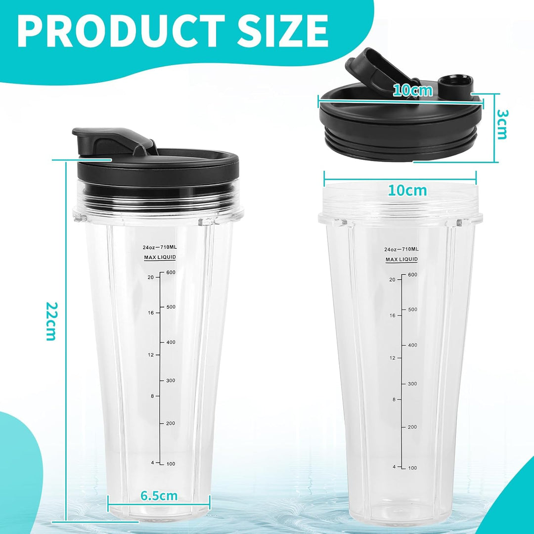 2er Pack Mixer Becher 24oz （710m）Kompatibel mit Ninja Blender & Mixer CB350EU BN800EU BN750EU BN650E