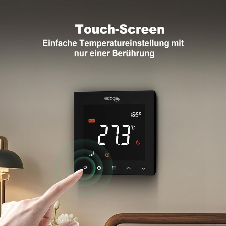 ECOBAY WLAN-Thermostat für elektrische Fussbodenheizung: Kompatibel mit Heizmatten und -kabeln, APP-