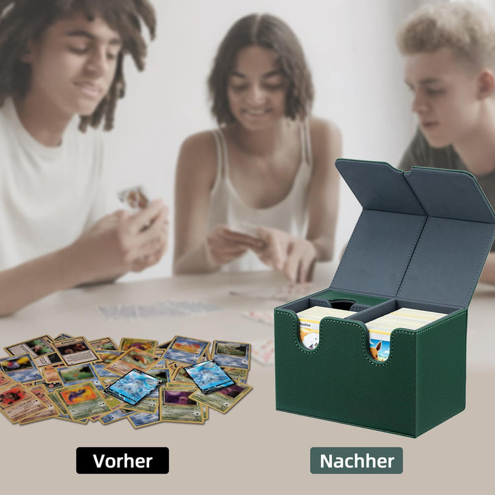 Card Deck Box for MTG, Kartenbox mit Würfel Tray, Gathering Aufbewahrungsbox für 200+Karten, PU Lede