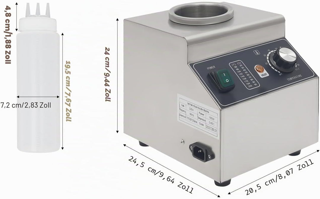 Sossenwärmer Saucenwärmer, 1x Quetschflaschen Edelstahl warmhalten 30-85 °C 80 W, Saucenspender Sauc