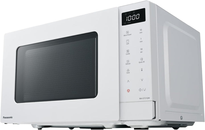 Panasonic NN-GT21QWEPG 20L Grill-Mikrowelle mit Drehteller und Gitterrost, 800 W, 1000 W Grill, LED-