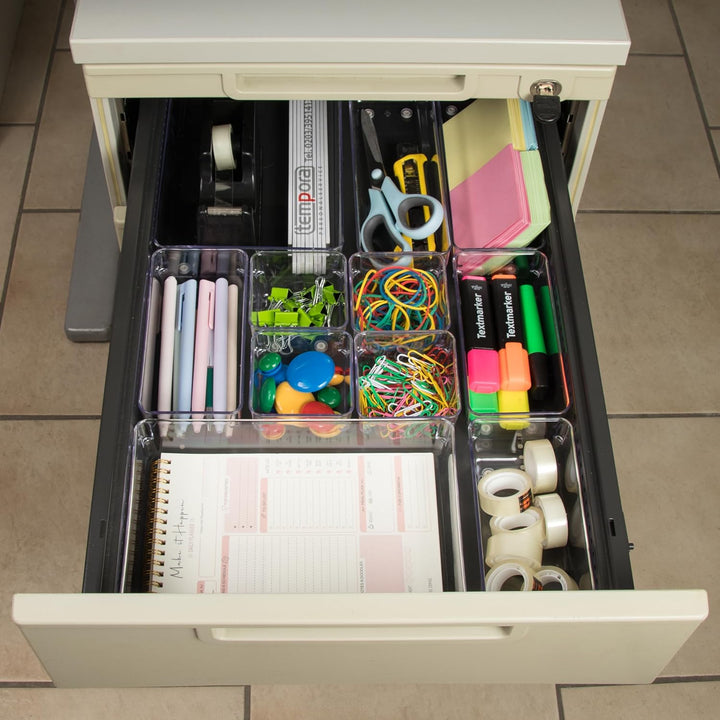 6x Schubladen Ordnungssystem 16x8 cm klar transparent 5,5 cm hoch Antislip - Organizer für Schminkti