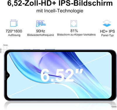 XGODY Handy Ohne Vertrag Mate 70, 12GB+128GB/1TB Erweiterung, 6,52'' HD+ Display, Android 14 Smartph