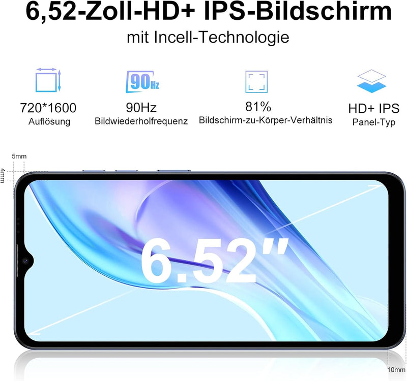 XGODY Handy Ohne Vertrag Mate 70, 12GB+128GB/1TB Erweiterung, 6,52&