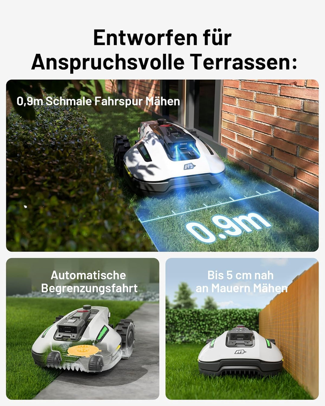 MAMMOTION YUKA Mini 500 Mähroboter ohne Begrenzungskabel,Empf. 500 m², NetRTK+Vision Rasenmäher Robo