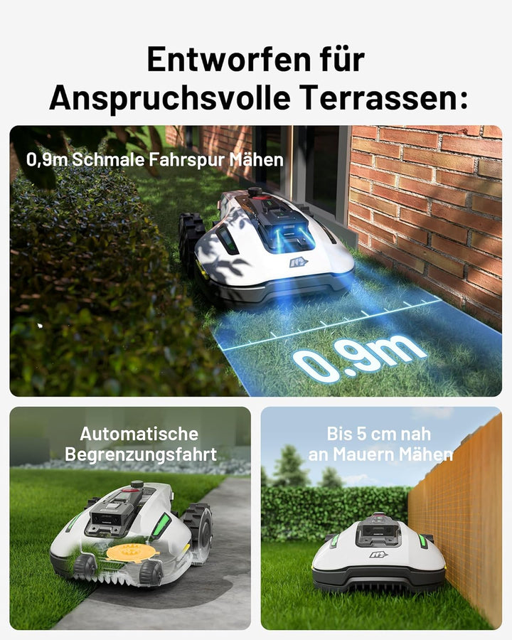 MAMMOTION YUKA Mini 500 Mähroboter ohne Begrenzungskabel,Empf. 500 m², NetRTK+Vision Rasenmäher Robo