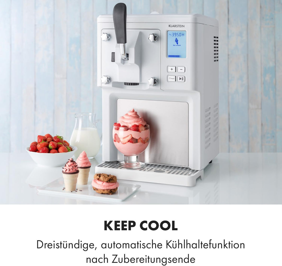 Klarstein Sweet Sundae - Eiscrememaschine, 1,5 Liter, mitselbstkühlendem Kompressor, 200 Watt, Ausga