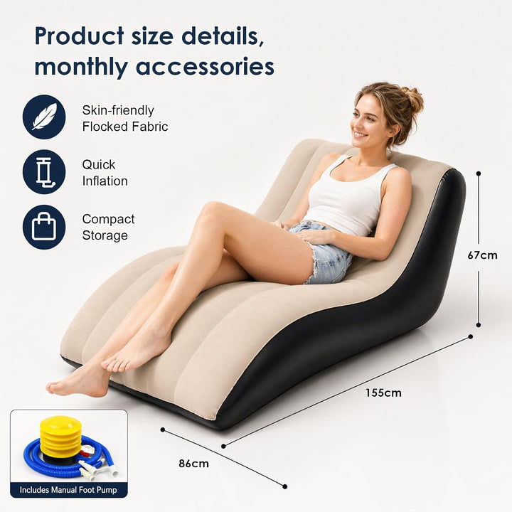 Yuragim Aufblasbares Sofa, Aufblasbarer Sessel, Aufblasbar Liegestuhl mit Luftpumpe, Wasserdichtes A