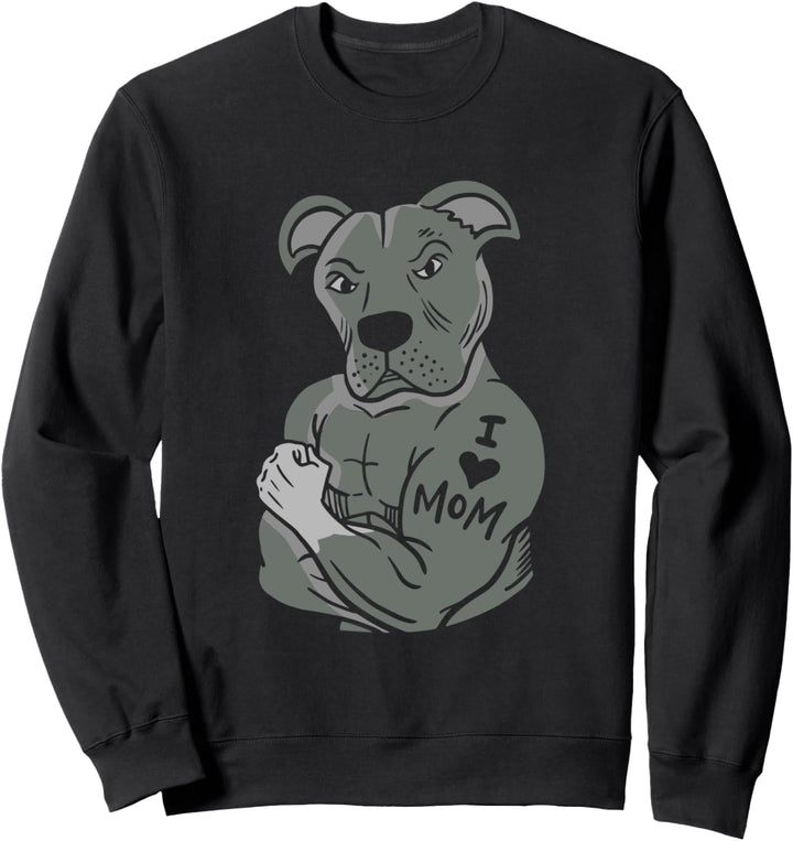 Pitbull Mit Tatoo I Love Mama - Für Besitzer von Pitbull Sweatshirt