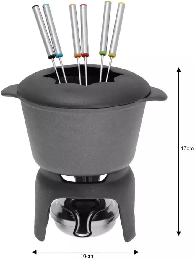 Gusseisen Fondue Set für 6 Personen mit 6 gabeln Kinghoff KH-1195 Masse: Ø17 x 10 cm