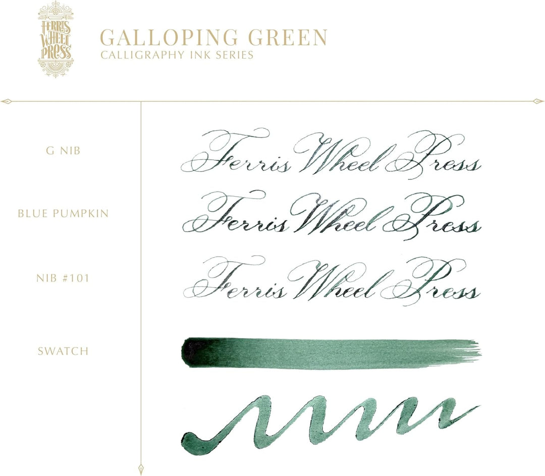 Ferris Wheel Press, Calligraphy Ink, Galloping Green, Deep Racing Green, 28ml Deep Racing Green 28ml