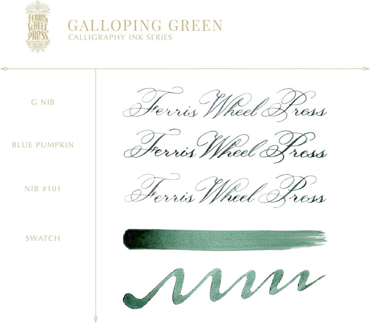 Ferris Wheel Press, Calligraphy Ink, Galloping Green, Deep Racing Green, 28ml Deep Racing Green 28ml