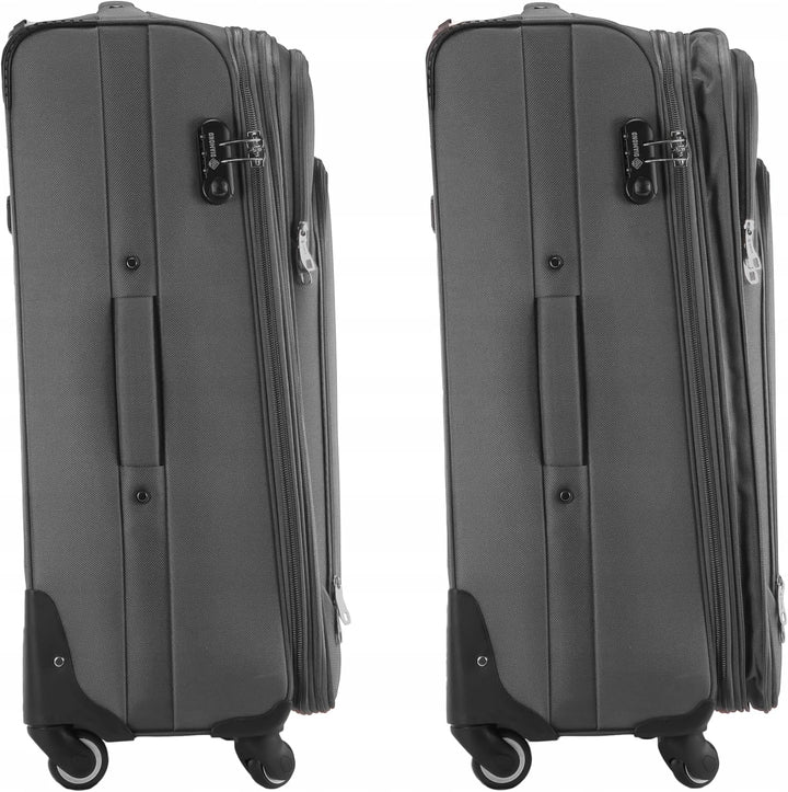 DIAMOND Grosser Weichschalenkoffer XL 28" – Grau, Codura 1200D, 360° Rollen, Zahlenschloss, Erweiter