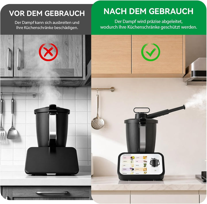 Dampfumleiter für Thermomix TM7, Dampfumleitung für Schutz Küchen Hängeschränke, 360° Drehbar, Extra
